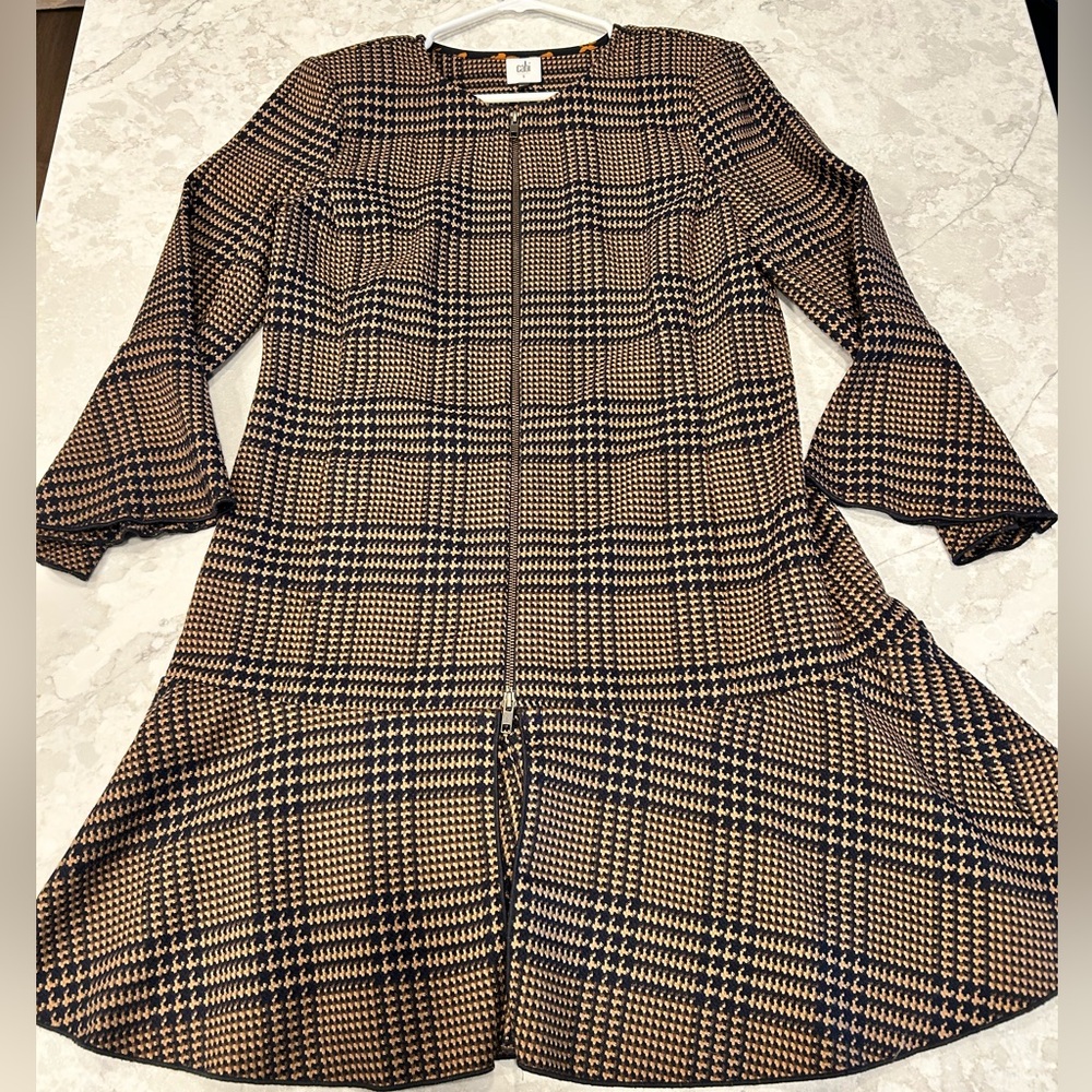CAbi Blue and Brown Houndstooth Jacket